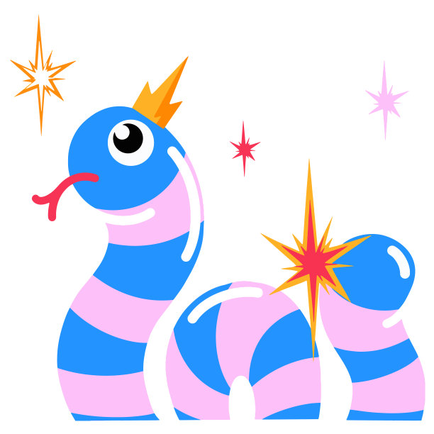 矢量插画蛇，明亮的手绘，抽象漫画图标，儿童风格的平面卡通人物图片下载