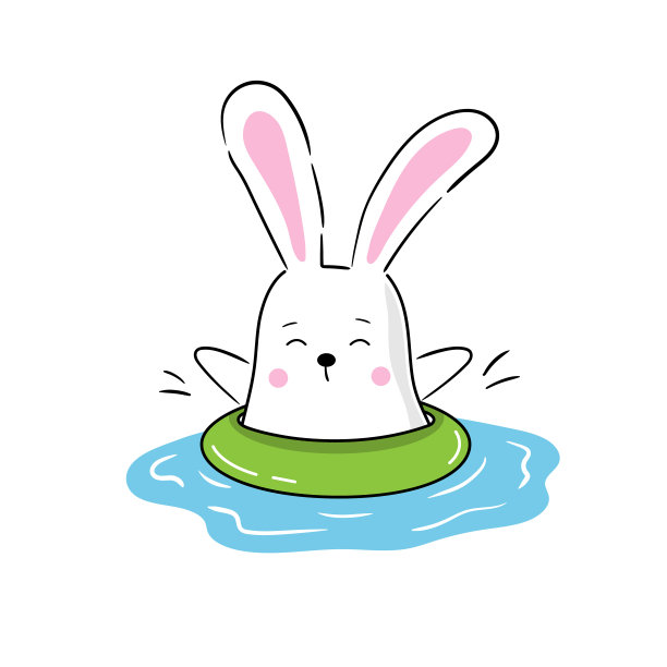 可爱的卡通有趣的兔子。卡哇伊人物小动物。儿童剪纸矢量平面插图孤立的白色背景图片下载