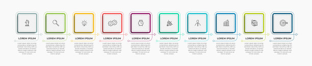 带有图标和10个选项或步骤的商业信息图设计模板Vector。可以用于流程图，演示文稿，工作流布局，横幅，流程图，信息图图片下载