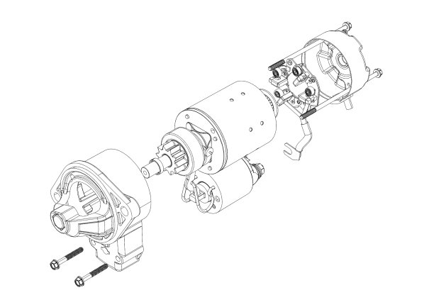 汽车启动组件黑白，3D渲染孤立在白色背景图片下载