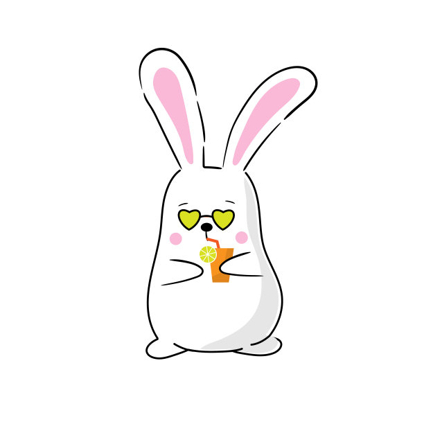 可爱的卡通有趣的兔子。卡哇伊人物小动物。儿童剪纸矢量平面插图孤立的白色背景图片下载