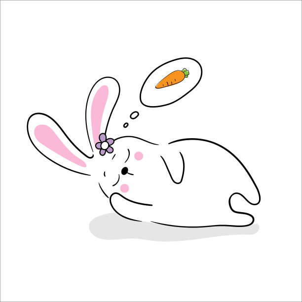 可爱的卡通有趣的兔子。卡哇伊人物小动物。儿童剪纸矢量平面插图孤立的白色背景图片下载