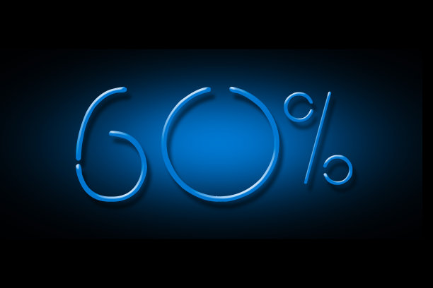 60%。霓虹灯标志孤立在黑色背景上。贸易。业务。折扣。季节性折扣。设计元素图片下载