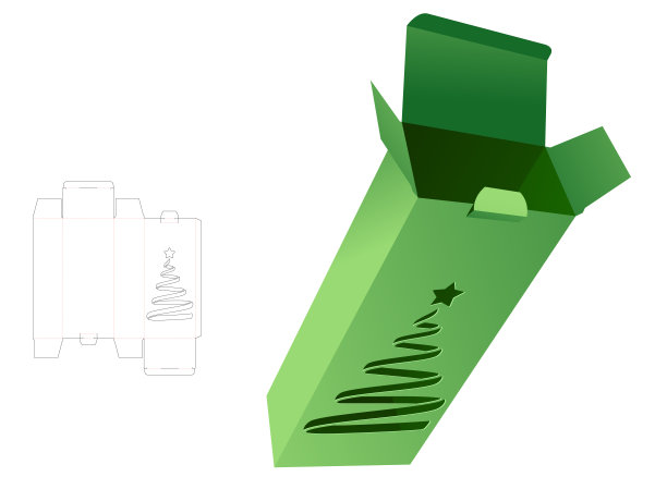 圣诞盒模切模板和3D模型图片下载