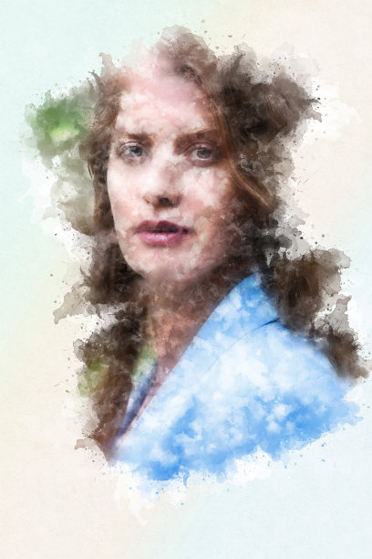 一个金发女人的肖像在水彩画风格图片下载