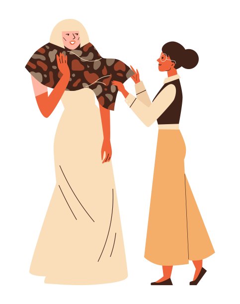 时装秀后台与模特和设计师平面矢量插图隔离。图片下载