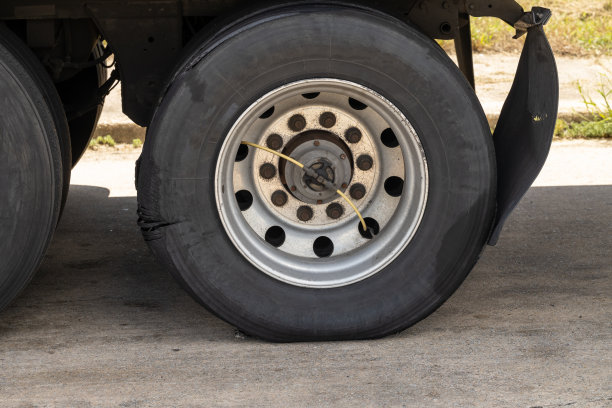 卡车轮胎漏气了图片下载