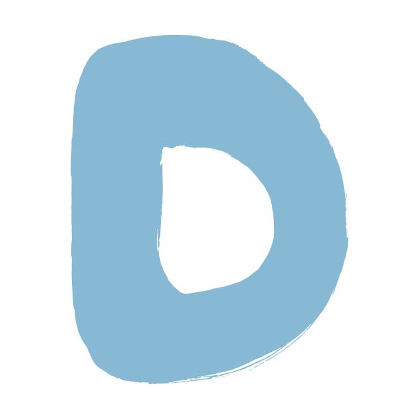 字母D字母手绘插画元素，适合幼儿幼儿园和学前教育图片下载