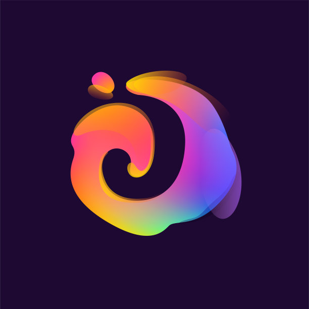 J字母标志在多色渐变溅污。负空间飞溅图标。图片下载