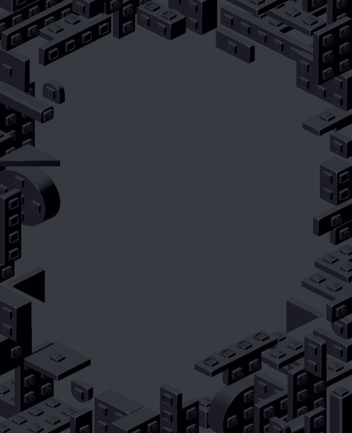 黑色垂直横幅制成的塑料块等距风格的印刷和设计。矢量插图。图片下载