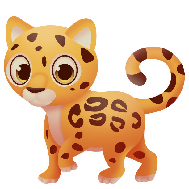 可爱的美洲虎孤立在白色背景。数码插图。图片下载