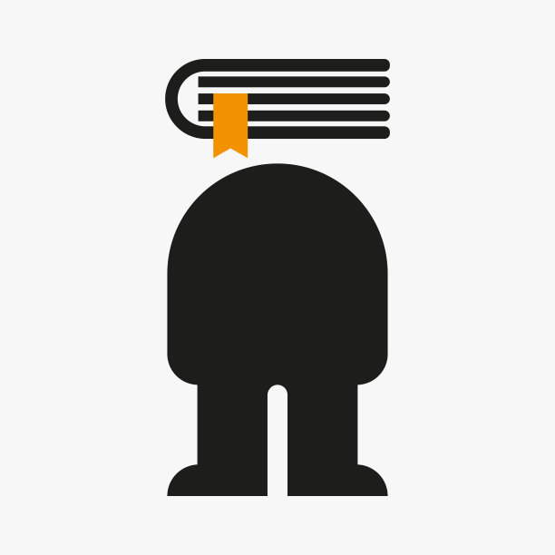 人体图书标志设计概念与图书符号向量模板图片下载