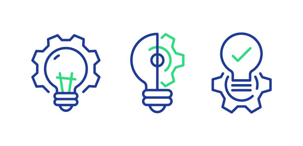 灯泡在齿轮轮廓图标图片下载