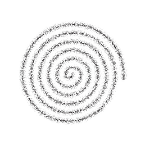 虚线螺旋形状。点画薄螺旋。沙粒纹理漩涡或旋转元素。点功自旋符号向量图片下载