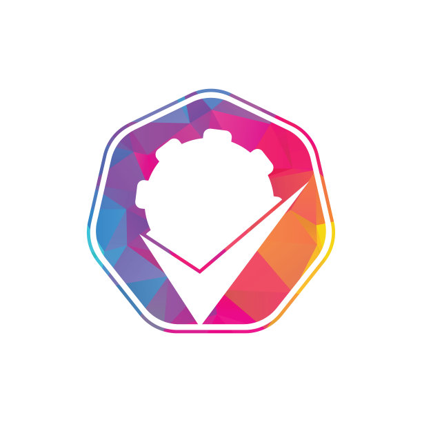 检查齿轮标志图标设计。图片下载