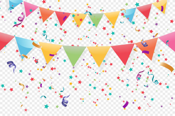 许多彩色的小彩纸和丝带在透明的背景。节日活动和聚会。多色的背景。彩色明亮的五彩纸屑孤立在透明的背景上。图片下载