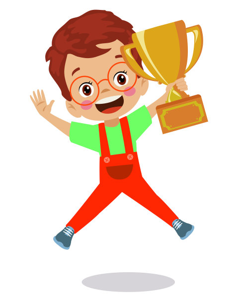 可爱快乐的男孩拿着金杯图片下载