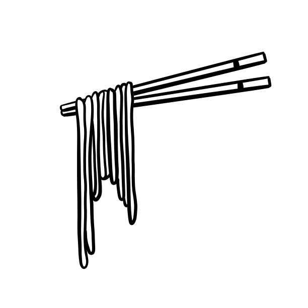 拉面和木棍。用筷子夹长意大利面。亚洲日本菜和中国菜。卡通插图图片下载