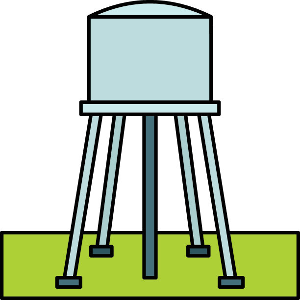 市政储罐概念，蘑菇形状塔矢量图标设计，水处理和净化工厂符号，杀菌和过滤行业标志，海水淡化生物技术股票说明图片下载