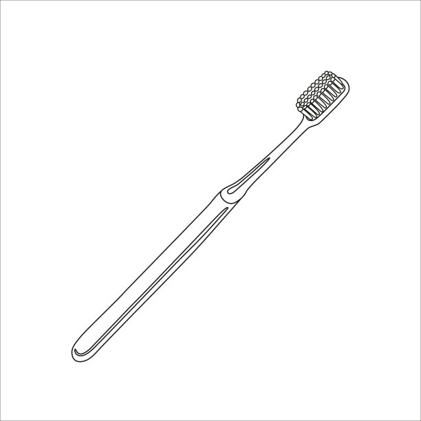 股票矢量牙刷轮廓黑白插图图片下载