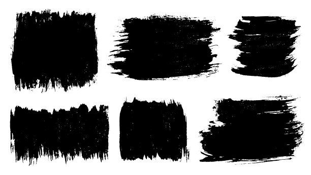 垃圾油漆污渍集。喷墨设计元素。喷散点集合。液体污渍孤立。抽象的矢量图。图片下载