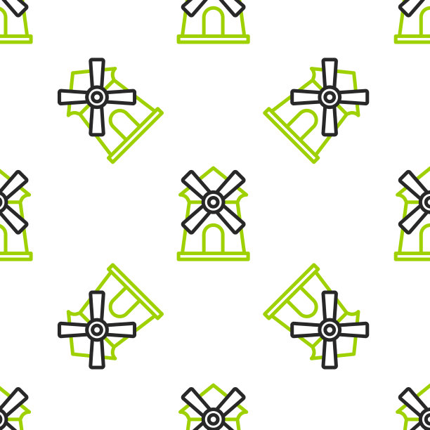 线风车图标隔离无缝图案上图片下载