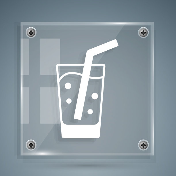 白色玻璃与水的图标隔离在灰色上图片下载