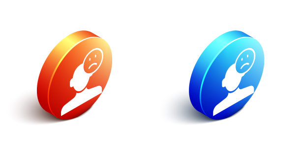 等距悲伤和抑郁的男人坏心情的图标图片下载