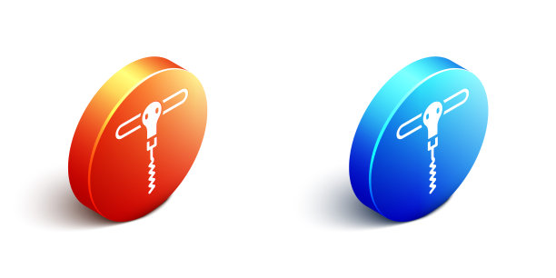 等距葡萄酒开瓶器图标孤立的白色图片下载