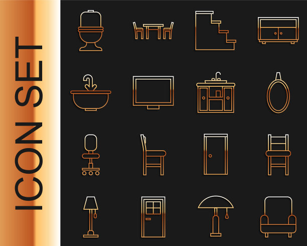 套线扶手椅、椅子、镜子、楼梯图片下载