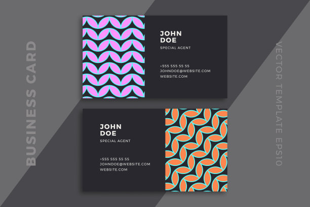 现代抽象的名片暗模板。企业文具模型与时髦的最小几何图案。干净和简单的矢量可编辑背景与示例文本。EPS10图片下载