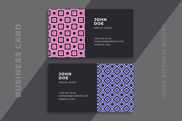 现代抽象的名片暗模板。企业文具模型与时髦的最小几何图案。干净和简单的矢量可编辑背景与示例文本。EPS10图片下载