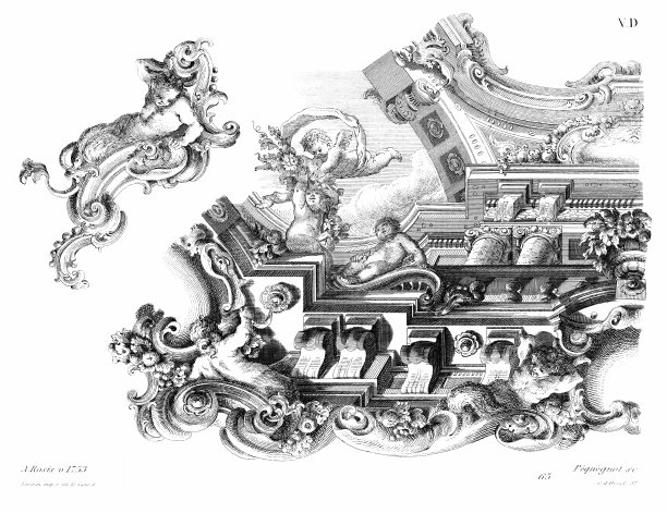 天花板和涡卷装饰（约1753年，安杰洛·罗西斯），路易十五时期，1875年旧装饰图片下载