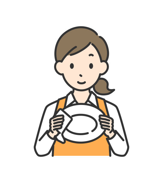 家庭主妇擦盘子的插图图片下载