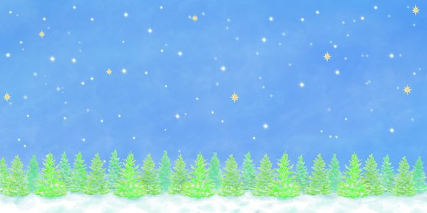 水彩画的风景森林冷杉树和星空。图片下载