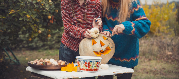 雕刻南瓜装饰后院图片下载