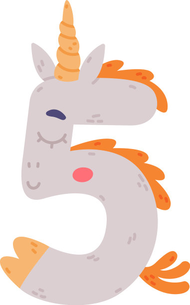 独角兽可爱的数字五或数字带微笑图片下载