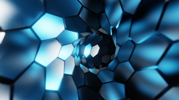 摘要六边形隧道3D渲染背景图片下载