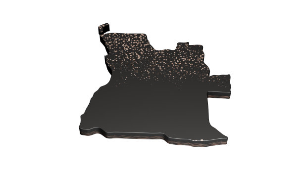 安哥拉高级独家黑色地图孤立在白色背景3d插图图片下载