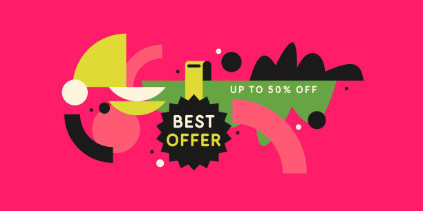 折扣促销海报原件。矢量插图。几何形状的合成。抽象的背景。图片下载