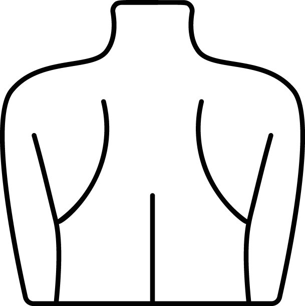 人体背面概念，背部身体矢量轮廓图标设计，器官系统符号，人体解剖学标志，人体部分库存插图，图片下载