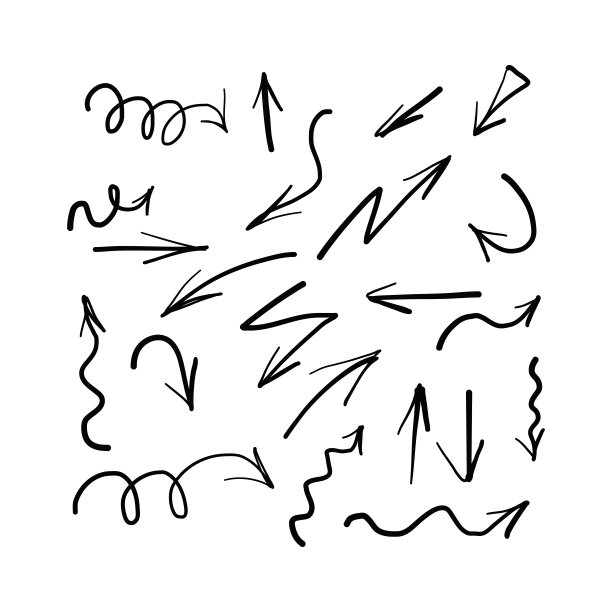 一组矢量曲线箭头手绘。涂鸦素描风格。指针的集合。简单的标志矢量设计插画形象。为商业计划和教育设计草图箭头。图片下载