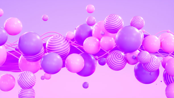 抽象的飞行球体和布料背景图片下载