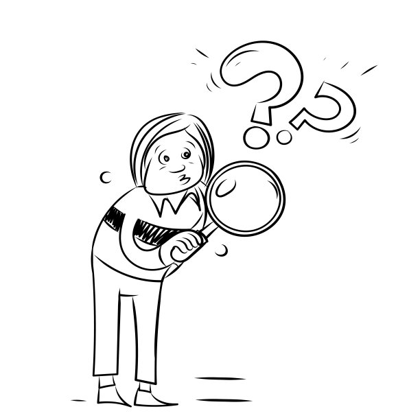 手持放大镜手绘涂鸦插图图片下载