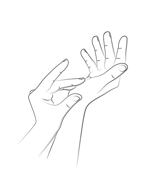 两只女性的手以逼真的姿势抚摸、揉搓并涂抹在皮肤保湿霜上。手部皮肤护理，延长健康，美丽和年轻。护肤、营养和保护。草图图片下载