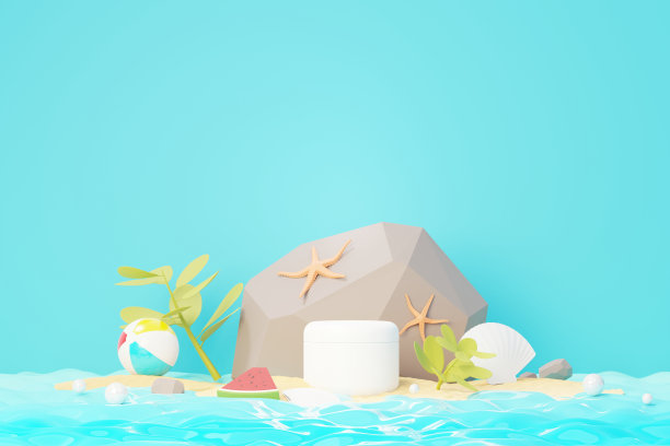 空白化妆品、护肤品或包装的三维渲染模型。美容皂和水疗概念。润肤油滋润皮肤健康。高档和豪华的品牌设计。图片下载