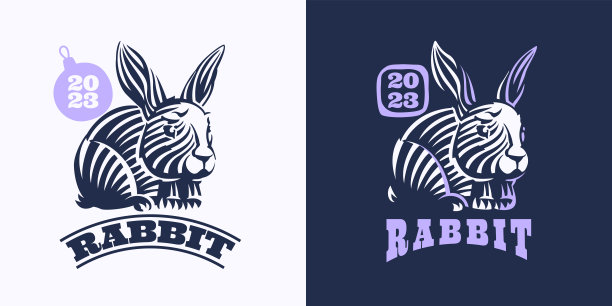 祝2023年兔年春节快乐。向量会徽。图片下载