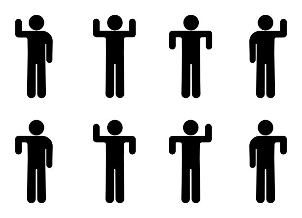 男人举手，基本手势，简笔画图标人图片下载