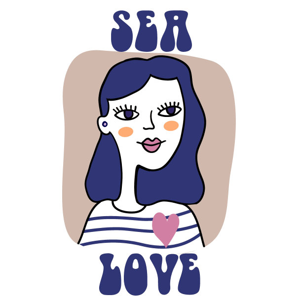 手绘插画与女孩的脸图片下载