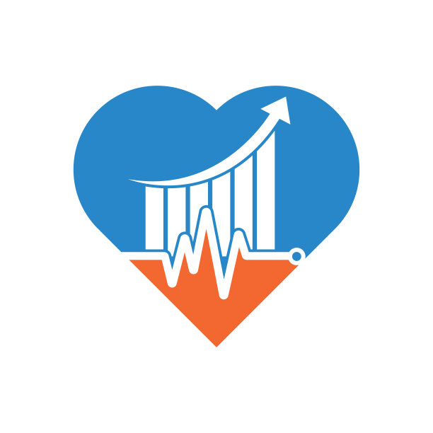 财经脉搏心形概念标志。图片下载
